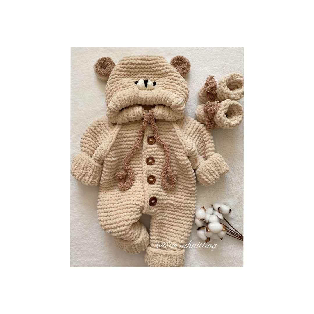Baby Bear Striped Jumpsuit - Brown