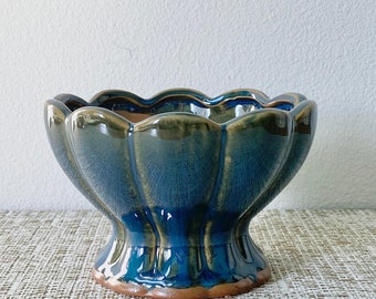 Ceramic Succulent Pot | Ocean Blue Glazed Pot | Drainage Included