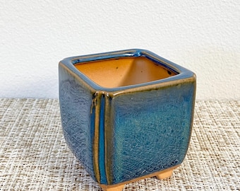 Ocean Blue Succulent Pots | Drainage Included | Ceramic Planters for Small Succulents