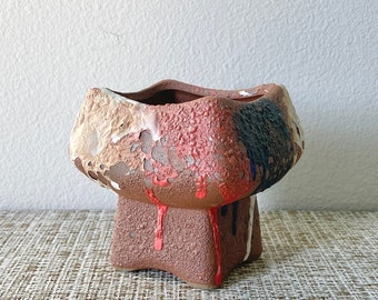 Ceramic Succulent Pot | Pot With Dripping Paint | Drainage Included