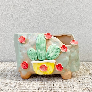 Cute Ceramic Pots | Planter for Succulents and Air Plants | Drainage Included