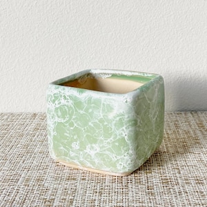 Glazed Planter for Succulents and Plants, Simple Pastel Pots Drainage Included