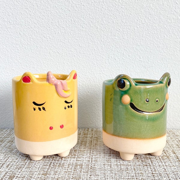 Unicorn and Frog Succulent Pots | Cute Planters | Ceramic Pots With Drainage