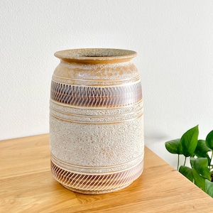 Large Earth Tone Ceramic Planter | 10" Tall Indoor and Outdoor Pot with Drainage Hole