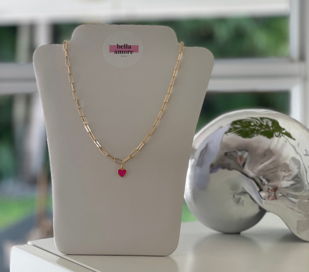 Paper Clip Heart Necklace Etsy