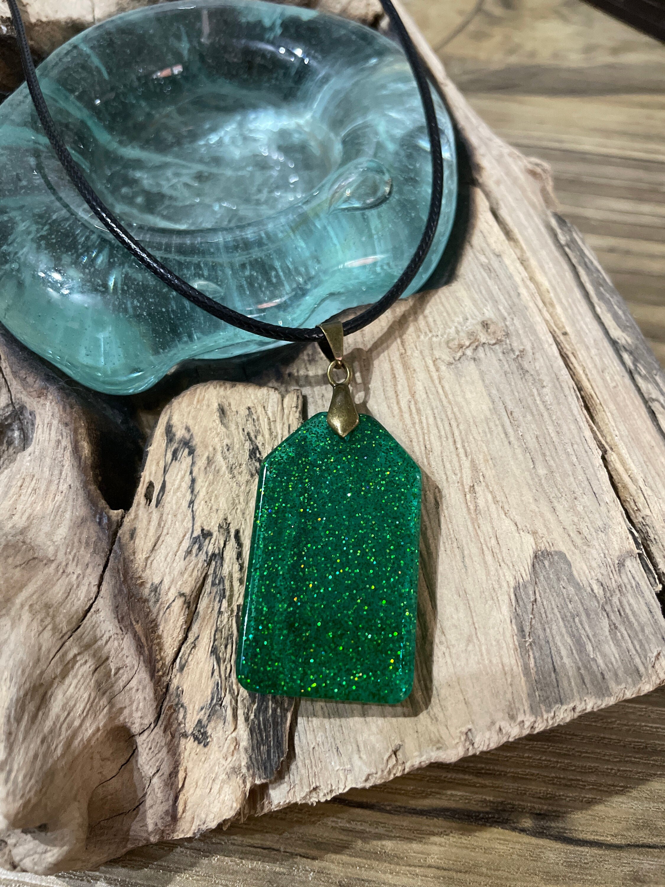 Fine glitter resin pendant Etsy