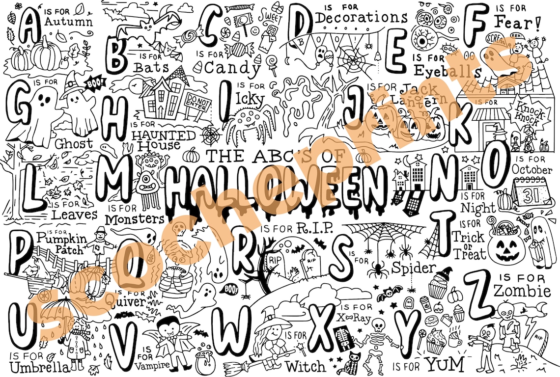 PRINTABLE Halloween Alphabet Coloring Page Etsy