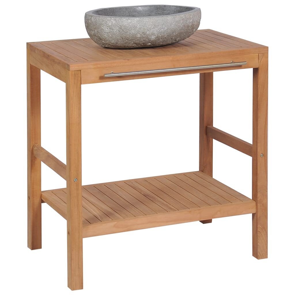 Solid Teak Bathroom Vanity Unit With River Stone Basin Stylish Etsy