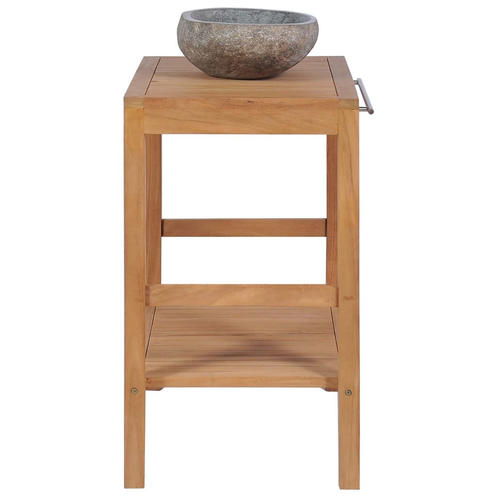 Solid Teak Bathroom Vanity Unit With River Stone Basin Stylish Etsy