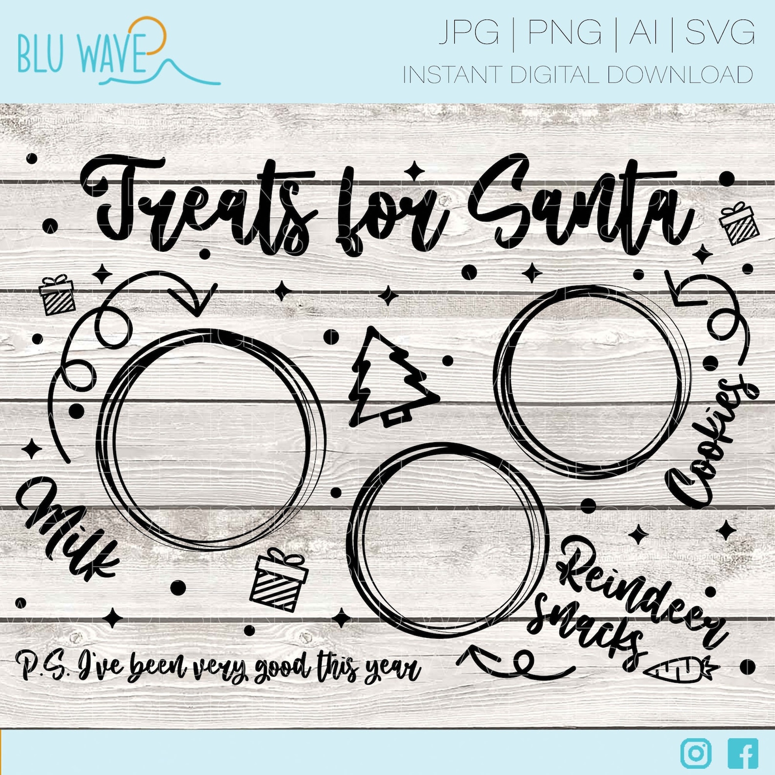 Treats for Santa SVG Santa Tray SVG Christmas Tray Tray | Etsy