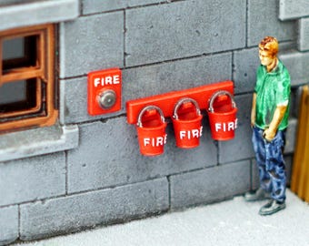 Model Railway Fire Buckets • OO Gauge Fire Bell • 1:76 Hornby Scale Platform Scenery