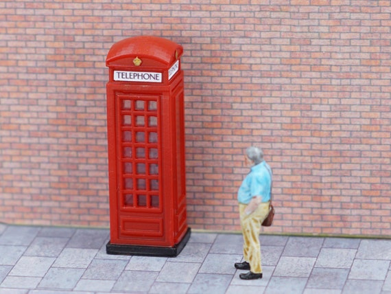 Model Railway Telephone Box - OO Gauge Phone Booth - 1:76 Hornby Scale Village Telephone