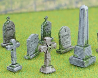 Model Railway Gravestones - OO Gauge Headstones - Personalised 1:76 Hornby Scale Graveyard