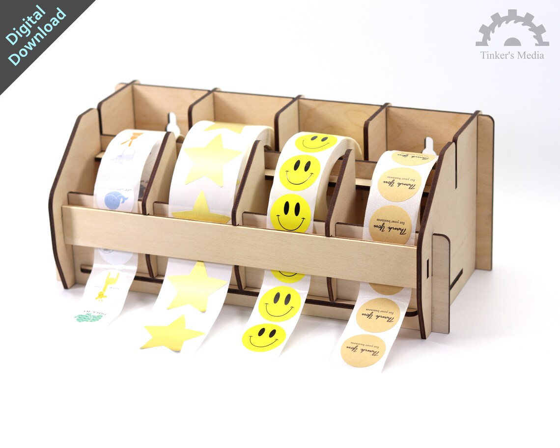 Sticker Roll Holder Laser Cut File Sticker Holder Etsy Finland