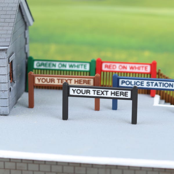 Model Railway Station Name Sign - OO Gauge Personalised Platform Sign - 1:76 Scale Scenery