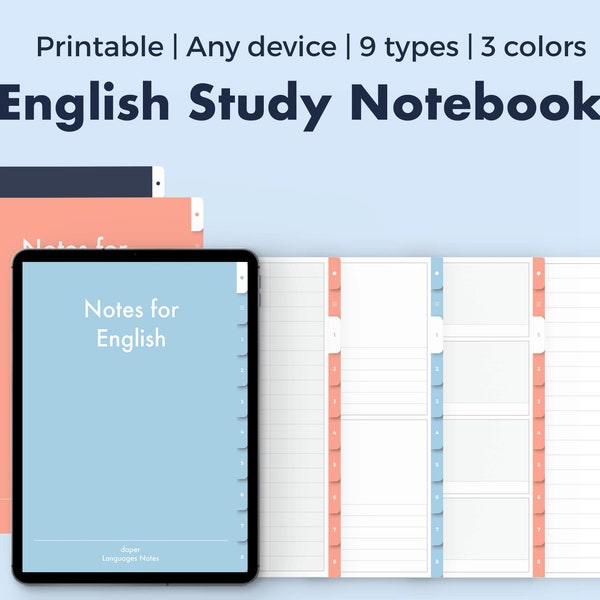 English study digital notebook | Words, Vocab, Review, Wrong answer | Toeic, Toefl, SAT, GRE | GoodNotes, Notability, iPad, tablet template