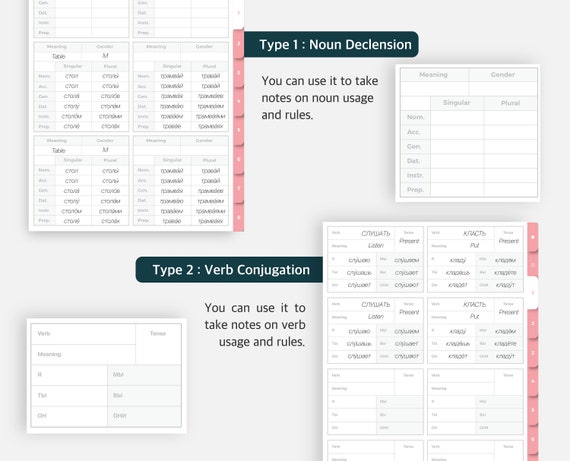 Russian Study Digital Notebook | Words, Vocabulary, Language, Verb