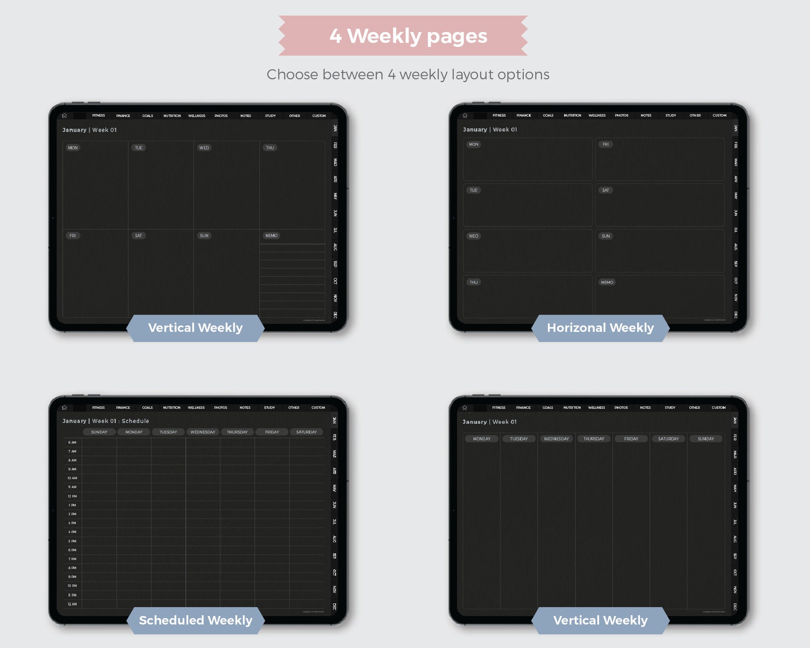 2025 Digital Planner Dark Mode, Goodnotes iPad Notability Planner ...