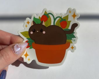 Strawberry Cat Sticker - Waterproof Vinyl Laptop Decal