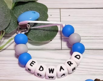 Personalized Beaded Pacifier Clip, Silicone Baby Shower Gift