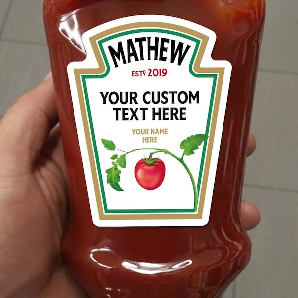 Personalized Tomato Ketchup Vinyl Sticker - Custom Sauce Label, Hilarious Novelty Gift for Birthday, Anniversary, and Special Occasions