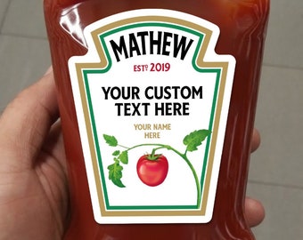 Personalized Tomato Ketchup Vinyl Sticker - Custom Sauce Label, Hilarious Novelty Gift for Birthday, Anniversary, and Special Occasions