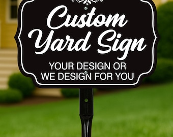 Custom Aluminum Yard Sign with 16" Stake, Personalized Metal Outdoor Sign, Fully Customizable Lawn Marker for Home, Business, Events