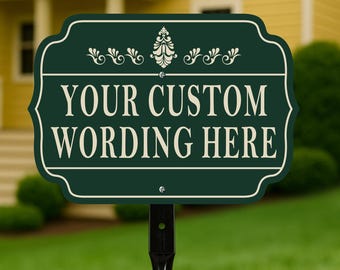 Custom Yard Sign with 16" Stake, Personalized Outdoor Aluminum Sign with Your Wording, Rust-Free Lawn Plaque for Home, Garden, or Business