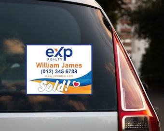 EXP Realty Personalized Realtor Sticker Vinyl Decal, Custom Real Estate Marketing Bumper Sticker Decal - 6" x 4.5"