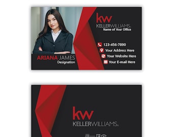 Keller William Custom Real Estate Business Card Two-Sided, Customized Real Estate Agent Marketing, Promotional Realtor Business Cards Gifts