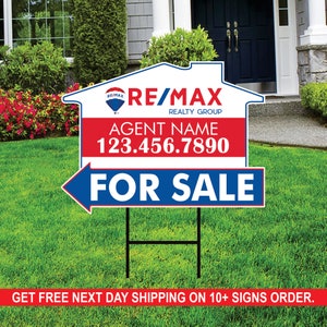 10 Pack Remax Custom for Sale Arrow Yard Sign, 2 Sided Add Your Text ...