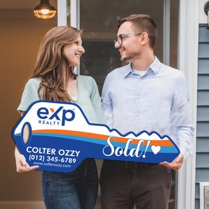 EXP Realty Personalized Real Estate Marketing Key Cutout Sign, Customized Realtor Social Media Photo Props, Realtor Key Sign, Customized