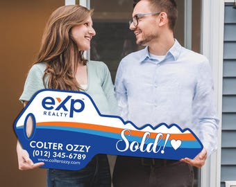 EXP Realty Personalized Real Estate Marketing Key Cutout Sign, Customized Realtor Social Media Photo Props, Realtor Key Sign, Customized