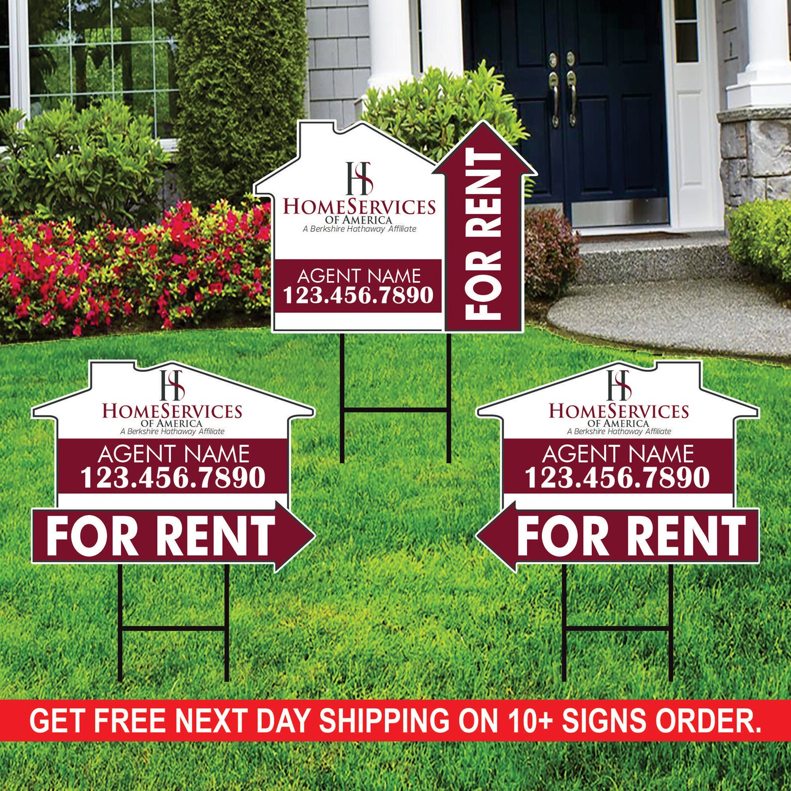 10 Pack Homeservices Custom for Rent Arrow Yard Sign, 2 Sided Add Your ...