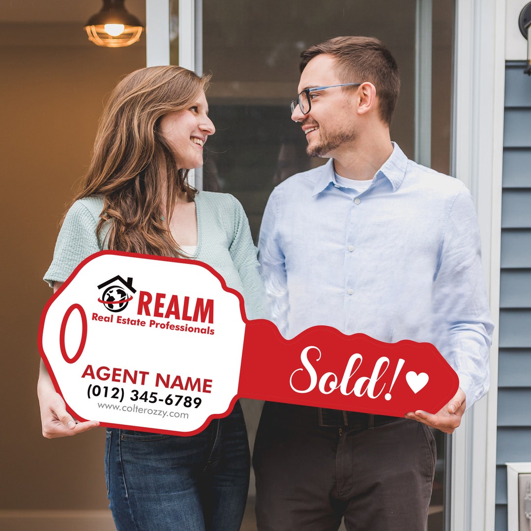 Rectagle Realtor Key Realm Realty Personalized Real Estate Marketing Key Cutout Sign ...