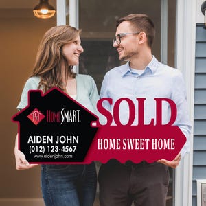 HomeSmart Personalized Real Estate Marketing Key Cutout Sign, Customized Realtor Social Media Photo Props, Realtor Key Sign Customized