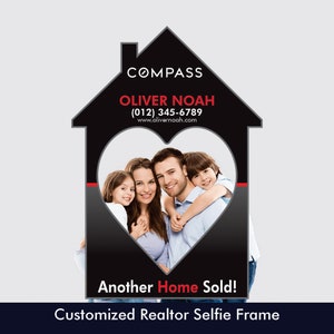 COMPASS Personalized Realtor Selfie Frame 28&quot; x 40&quot;, Real Estate Selfie Frame, Customized House, Marketing Photo Booth Prop, Cutout