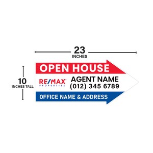 2 Pack, Re/max Open House Arrow Shaped Yard Signs 23