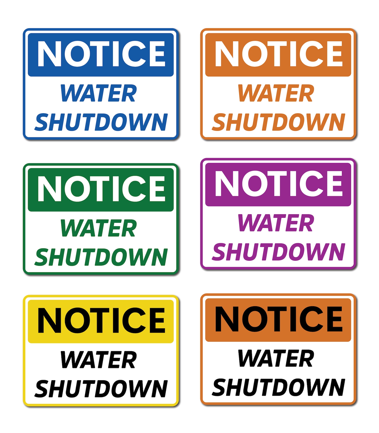 Hydro Interruption Sign Water Shut Down Notice Aluminum Sign - Bold Safety Reminder, Metal ...