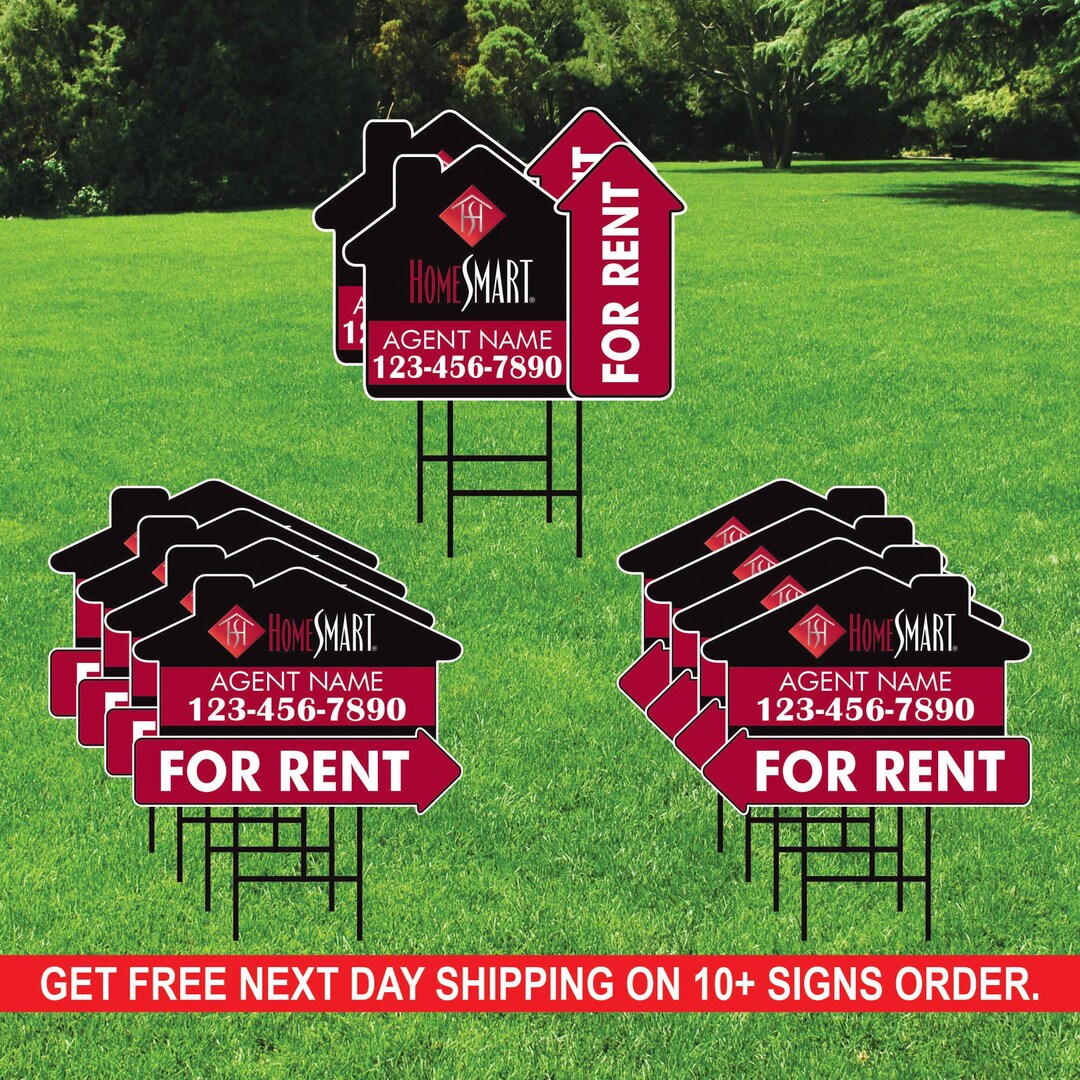 10 Pack Homesmart Custom for Rent Arrow Yard Sign, 2 Sided Add Your ...