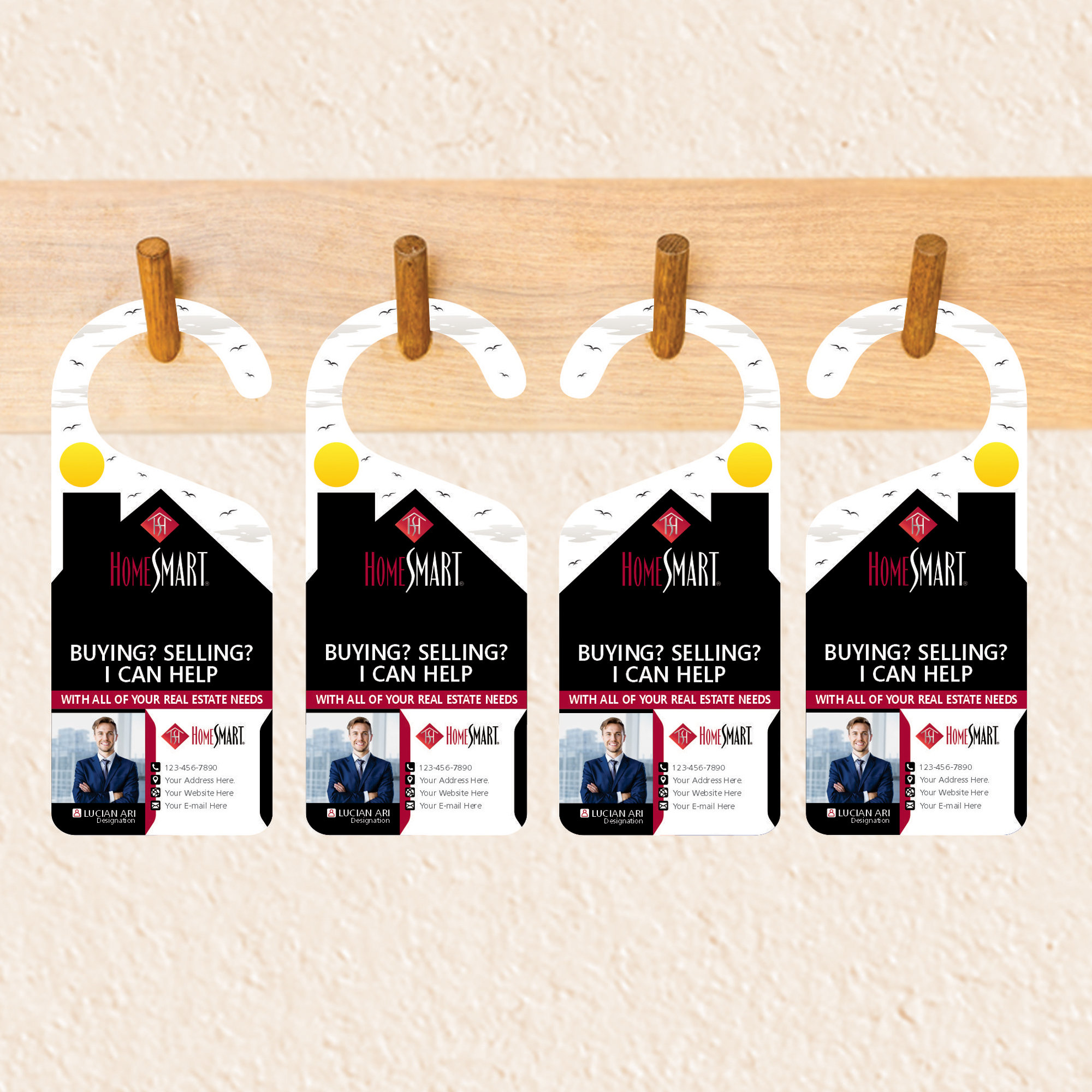 Realtor Sign Clips Homesmart Custom Real Estate Door Hanger, Personalized Realtor Doorknob ...