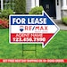 Remax for Lease Arrow Shaped Yard Signs 18 X 24, 2 Sided Coroplast ...