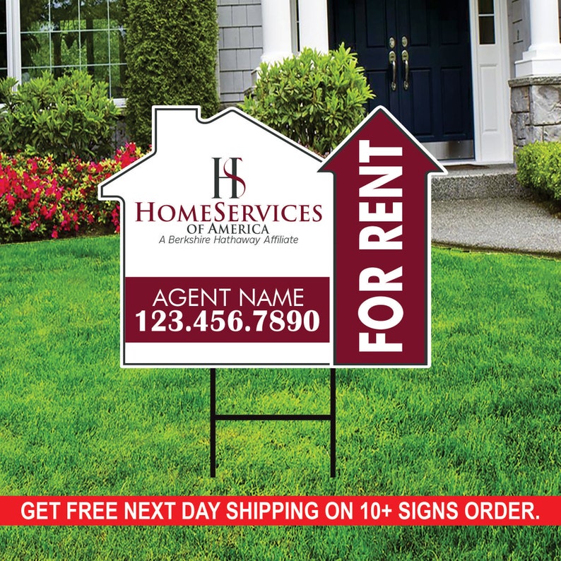10 Pack Homeservices Custom for Rent Arrow Yard Sign, 2 Sided Add Your ...