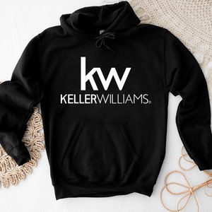 May include: Black hooded sweatshirt with a white "kw" logo and the text "KELLERWILLIAMS" below it.