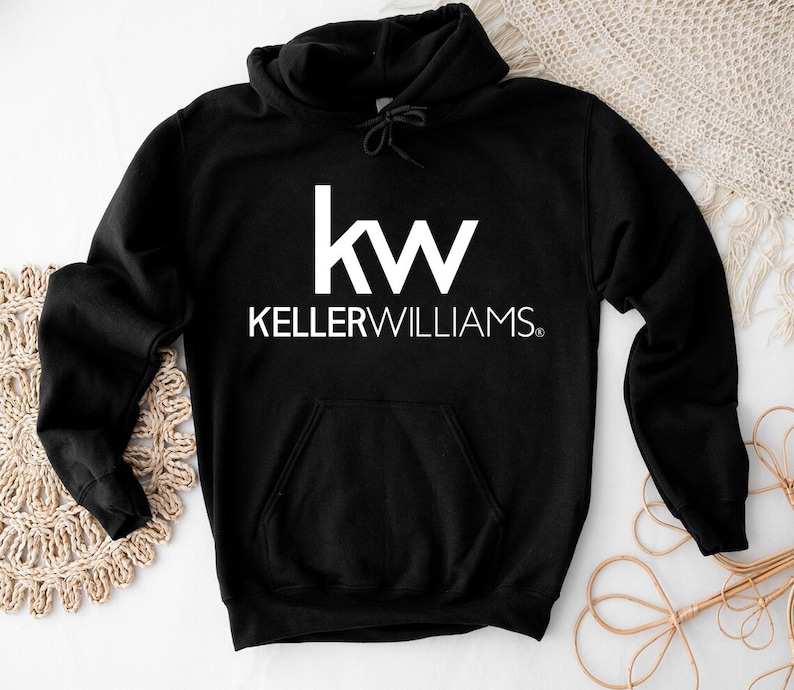 May include: Black hooded sweatshirt with a white "kw" logo and the text "KELLERWILLIAMS" below it.