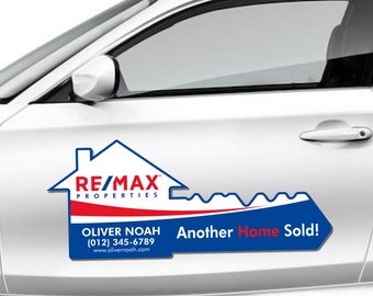 RE/MAX Personalized Real Estate Key Car Magnet - Realtor Marketing Vehicle Magnet, Custom Real Estate Key  Magnet