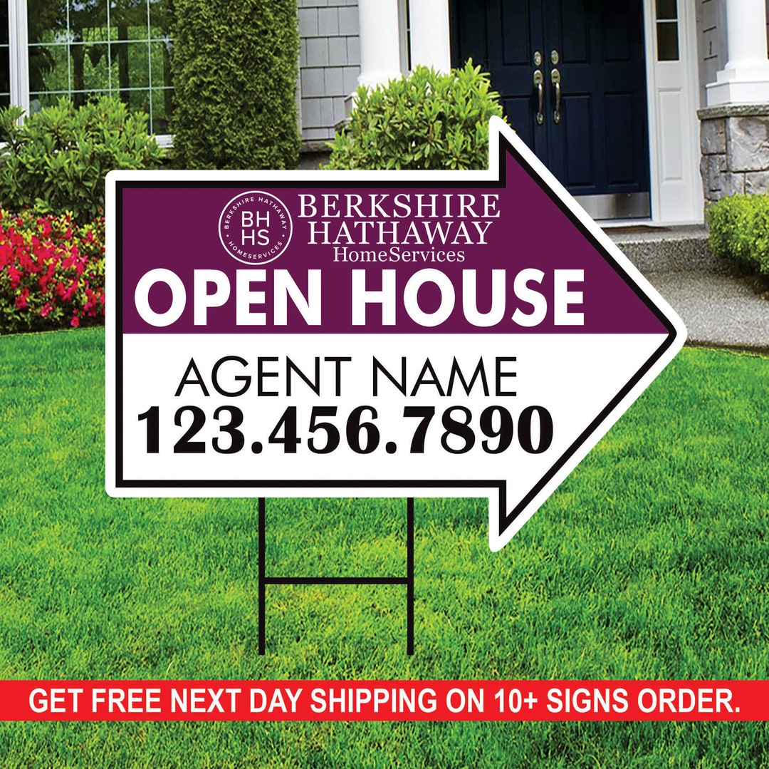 Berkshire Hathaway Open House Arrow Shaped Yard Signs 18 X 24, 2 Sided