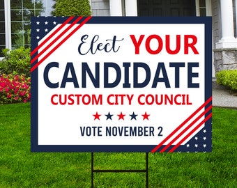Custom Election Yard Sign - Coroplast Personalized Election Lawn Sign, Political Election 2024 Yard Sign with Metal H-Stake