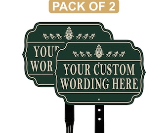 2 Pack Custom Yard Sign with 16" Stake, Personalized Outdoor Aluminum Sign with Your Wording, Rust-Free Lawn Plaque for Home Garden Business