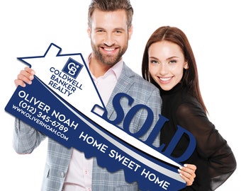 Coldwell Banker Personalized Real Estate Marketing Key Cutout Sign, Customized Realtor Social Media Photo Props, Realtor Key Sign Customized